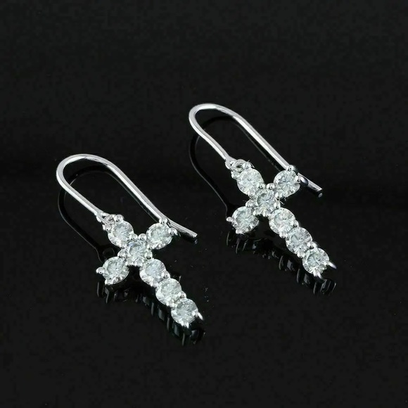 New Romantic Dangle Stud Diamond Earrings - Picture 3 of 4